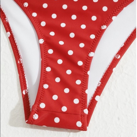 NWT RED WHITE POLKA DOT BIKINI VINTAGE STYLE SWIM - Picture 7 of 16